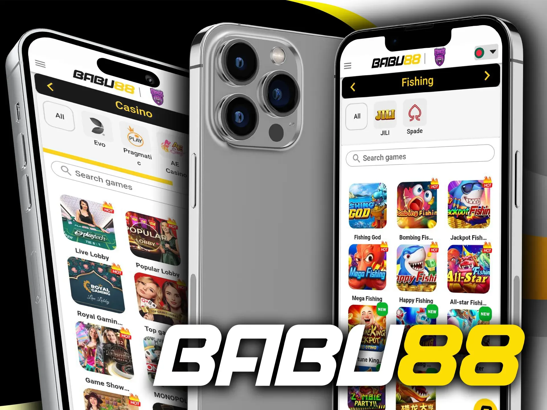 Popular online games can be found in the casino section of the Babu88 app.