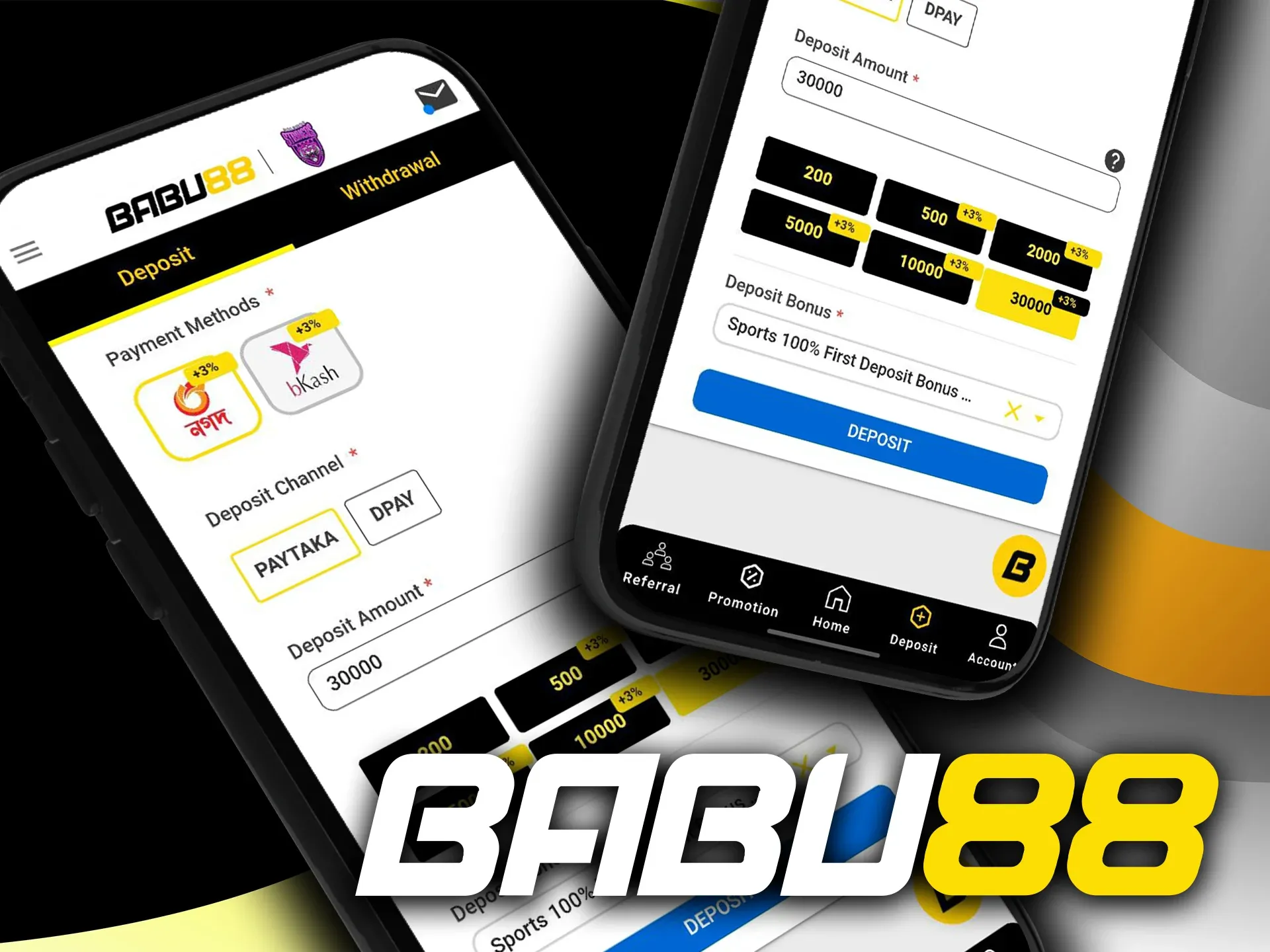 A wide range of payment methods are available in the Babu88 app.