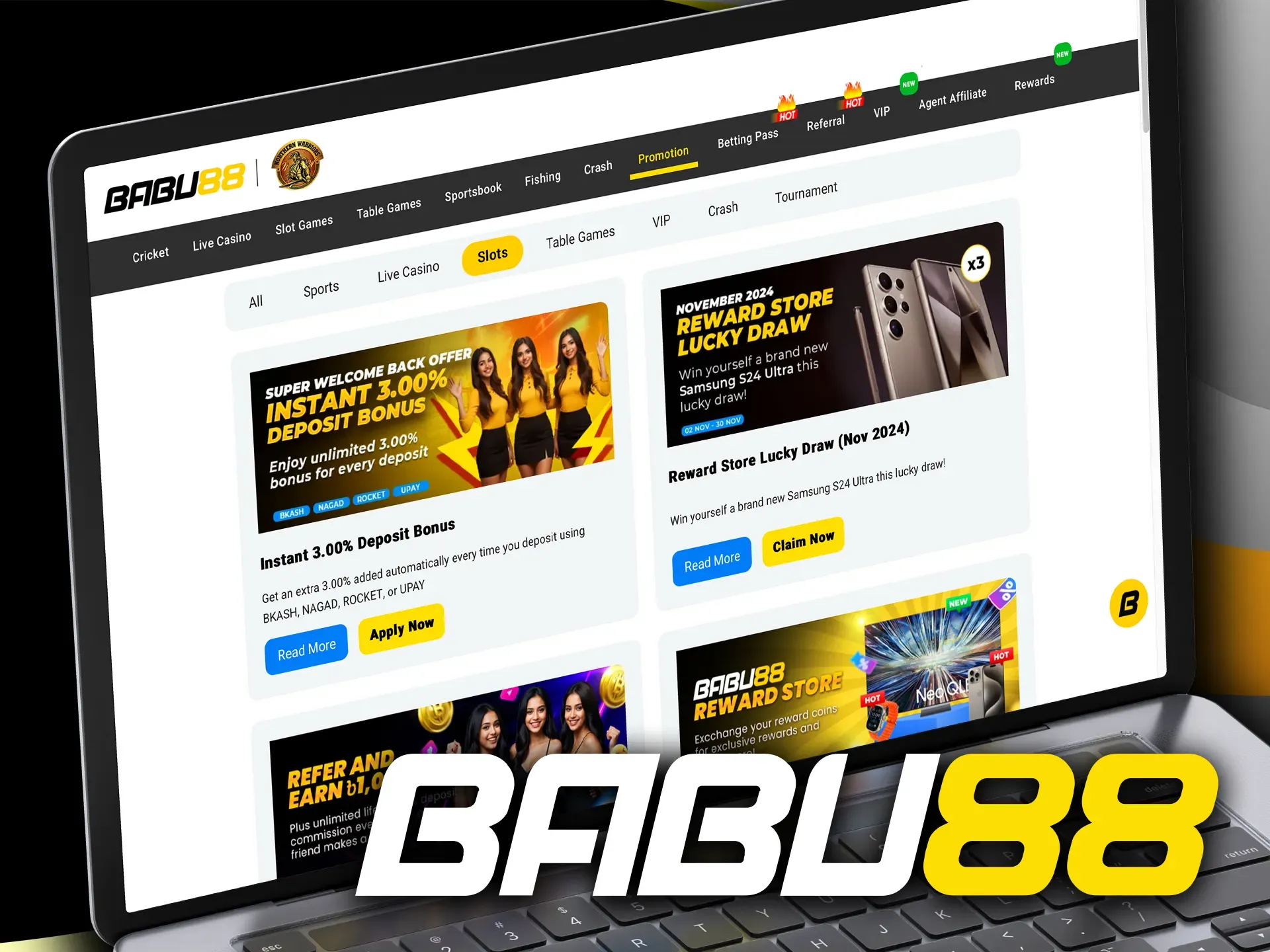 Slots bonuses at Babu88 include free spins and extra funds.