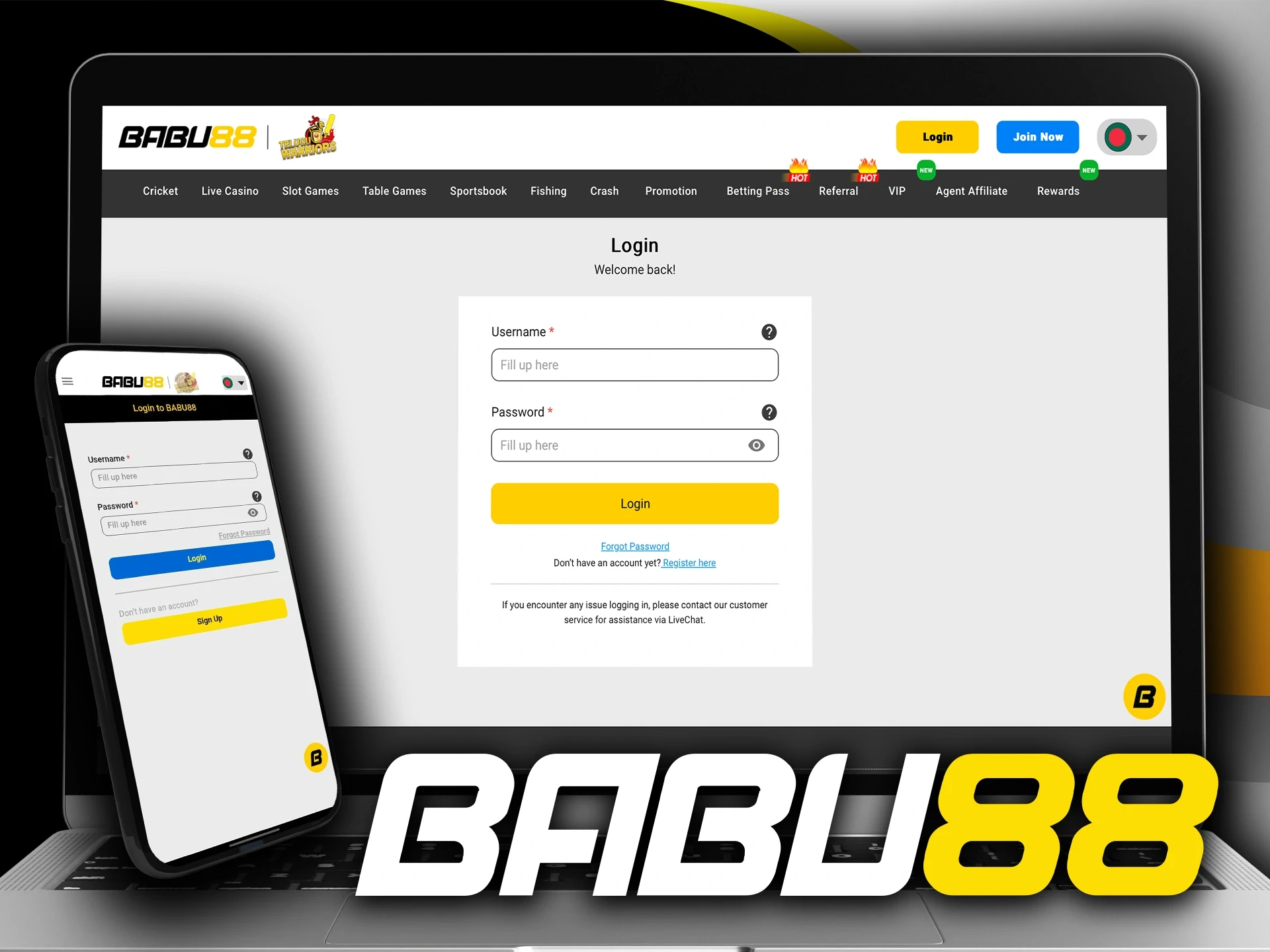 You can easily log in to your Babu88 account.