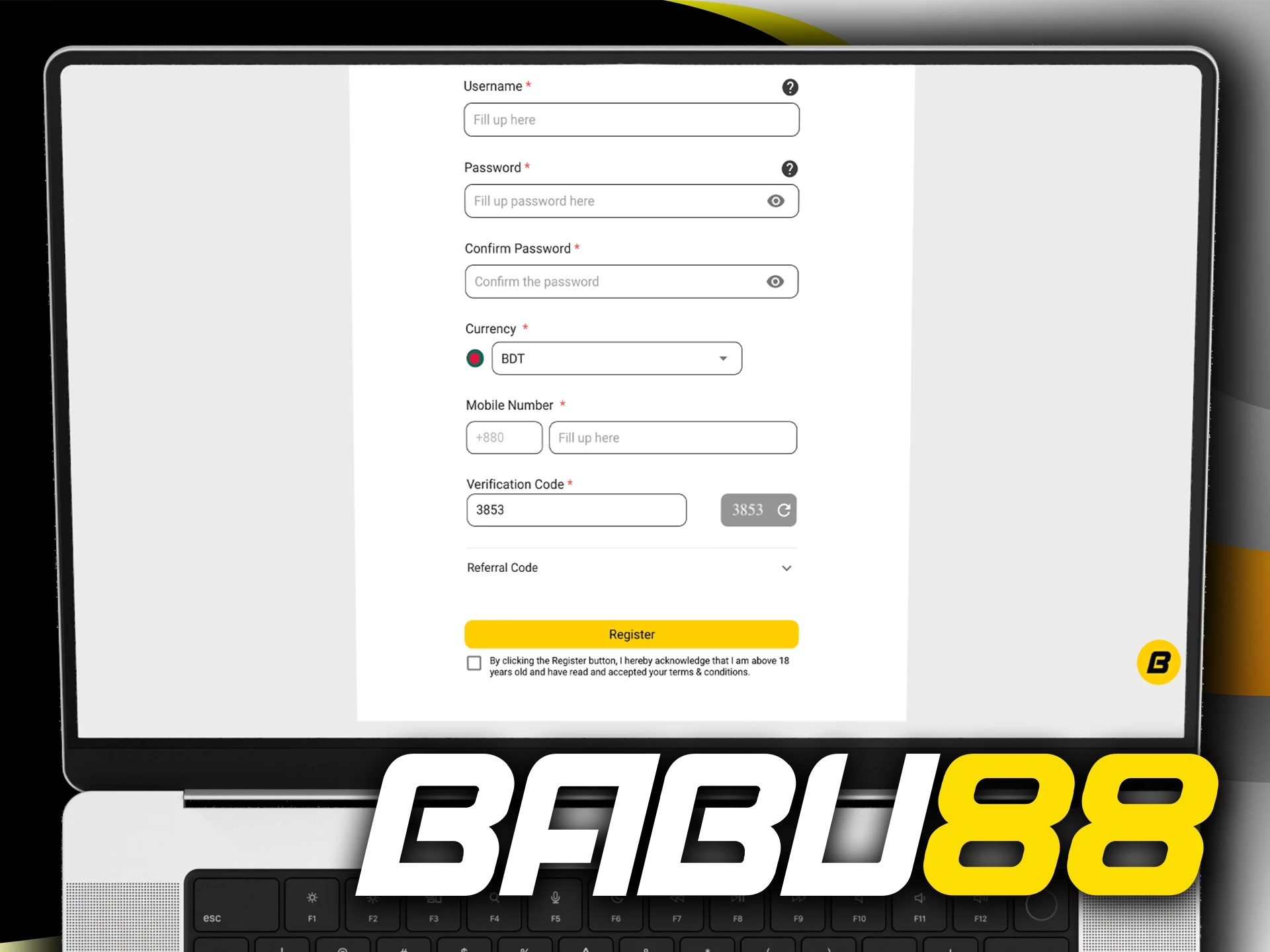 Follow these instructions for registering on the Babu88 website.